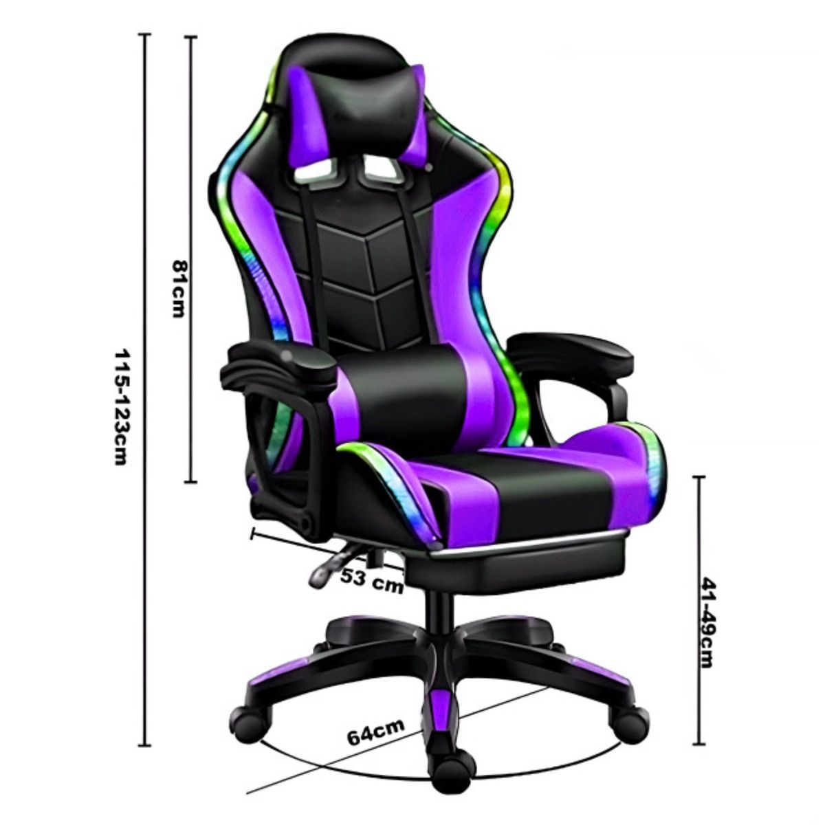 CRUSEC - Silla Gamer Con Luz Led y Masajeador Color Violeta