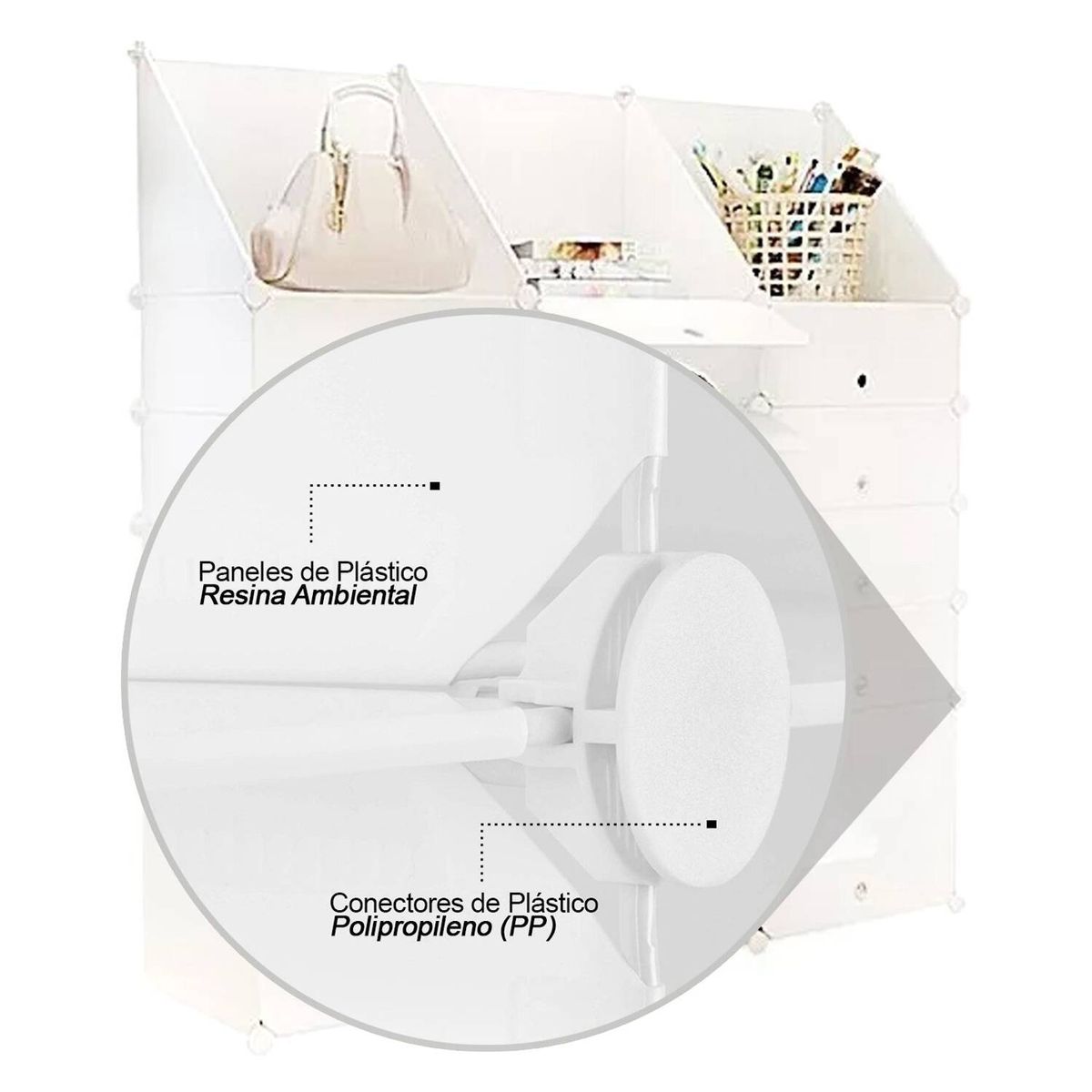 INSPIRACCI - CLOSET ZAPATERO MODULAR GRANDE 147x141x37 CM BLANCO