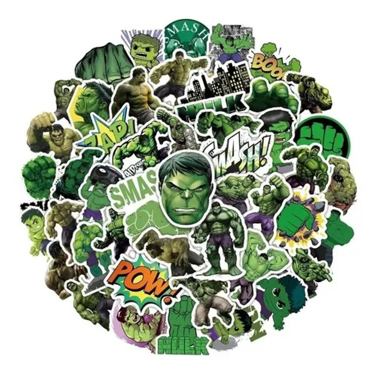 GARSIL - 50 Stickers Hulk - Etiquetas Autoadhesivas
