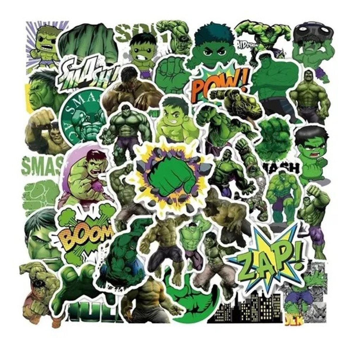 GARSIL - 50 Stickers Hulk - Etiquetas Autoadhesivas