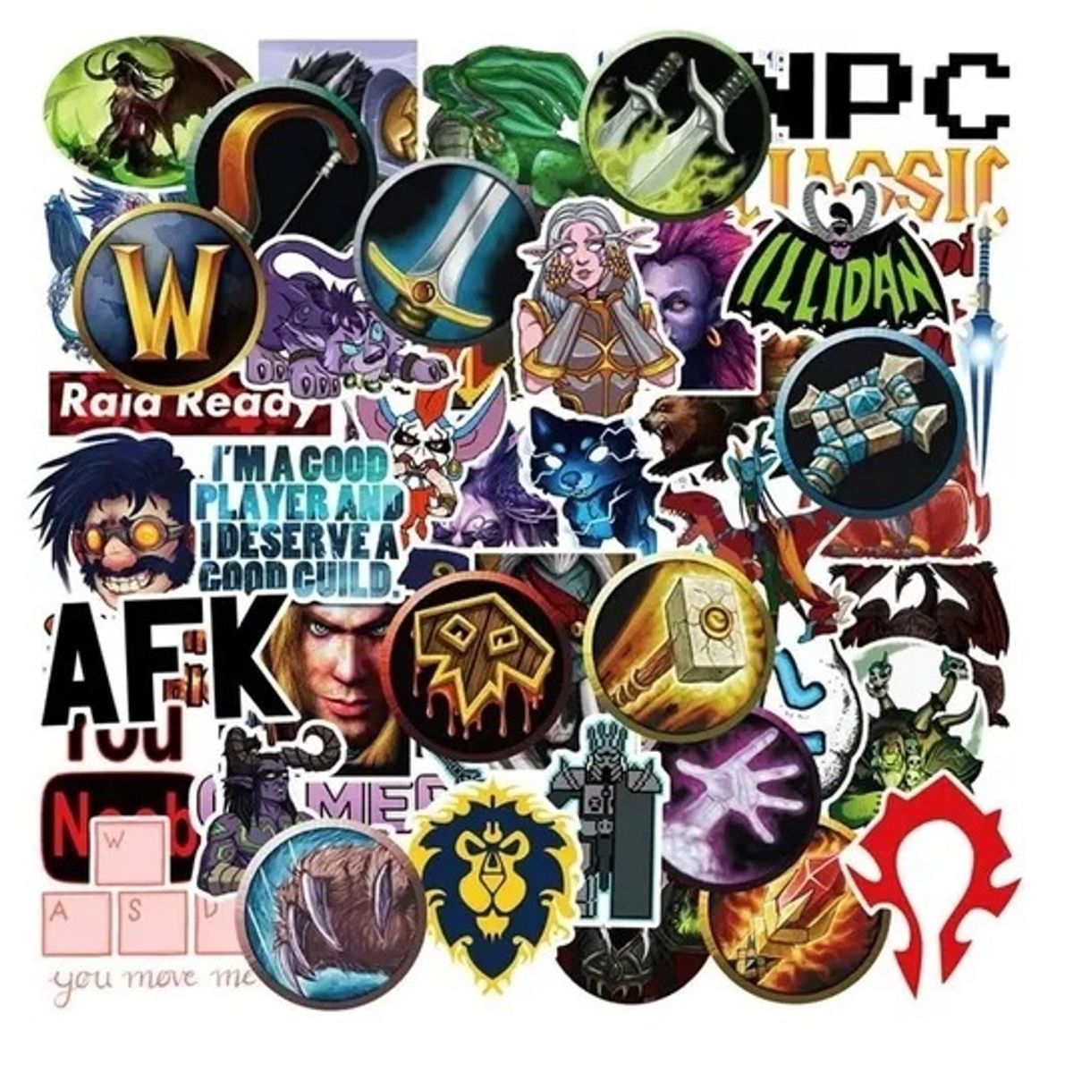 GARSIL - 50 Stickers World of Warcraft - Etiquetas Autoadhesivas