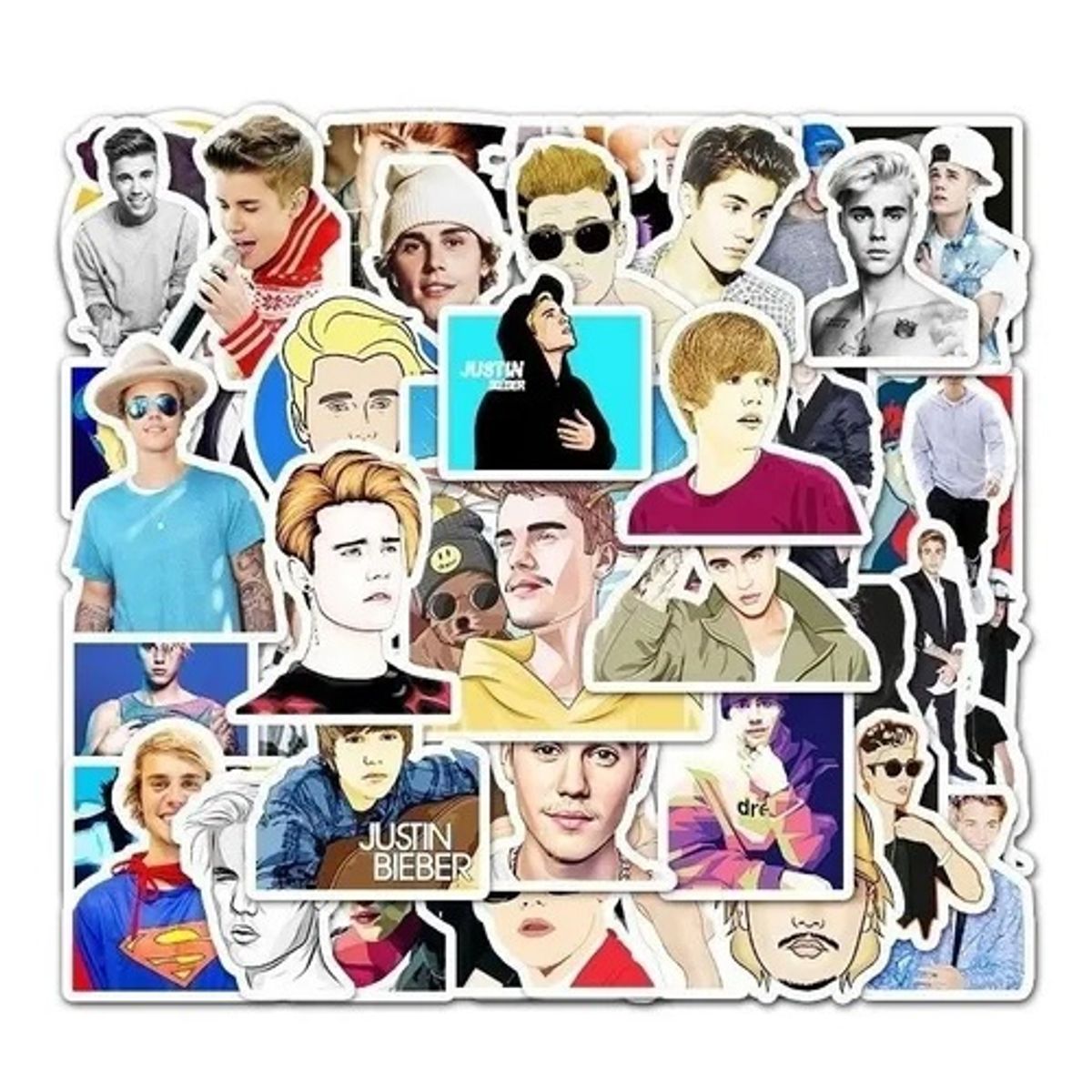 GARSIL - 50 Stickers Justin Bieber - Etiquetas Autoadhesivas