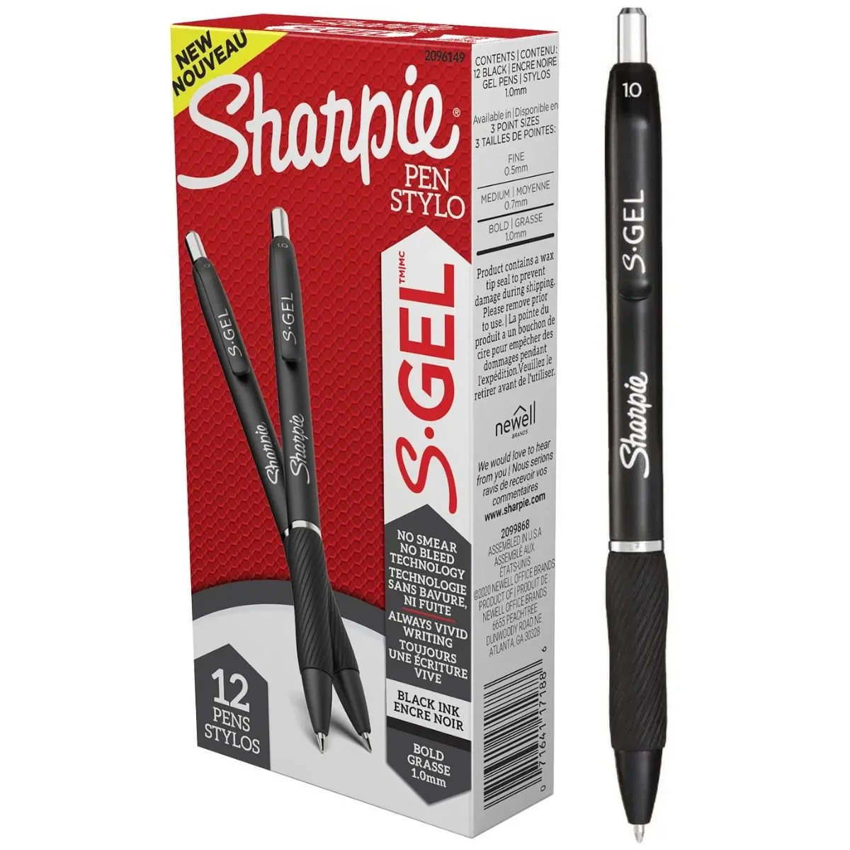 SHARPIE - Lapiz Gel Sharpie Punta Media Negro x12
