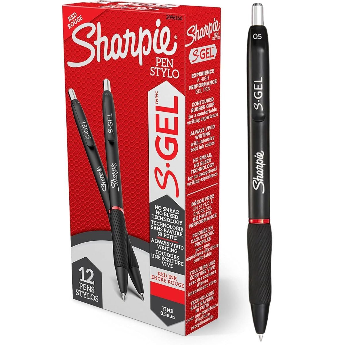 SHARPIE - Lapiz Gel Sharpie Punta Ultrafina Rojo x12