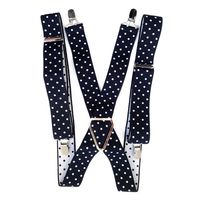 Suspensor hombre azul marino lunares blancos Luciacorbatas