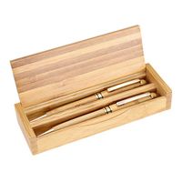 Set 2 Bolígrafo Lápiz Estuche Bambú Deluxe