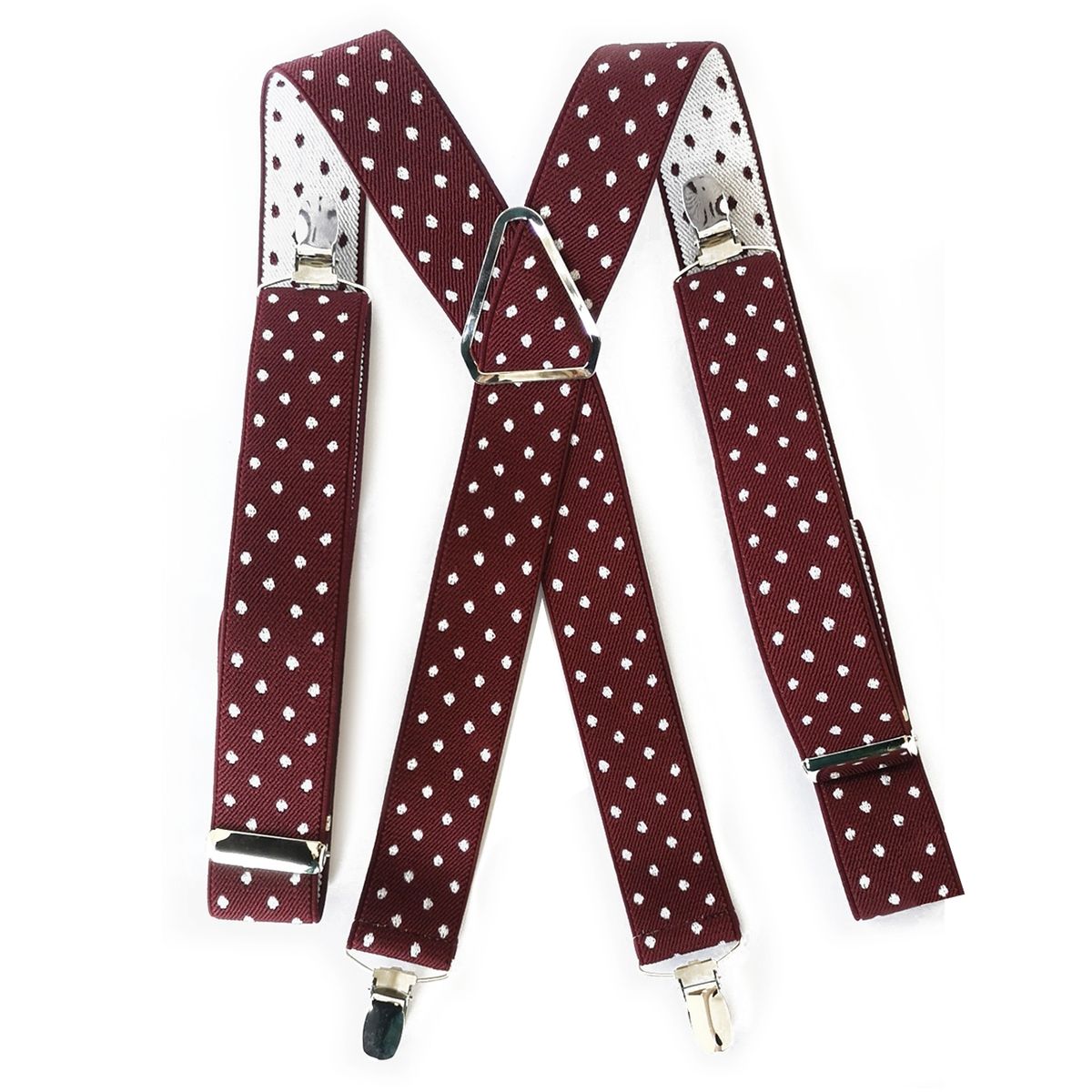 LUCIA CORBATAS - Suspensor hombre burdeo lunares blancos Luciacorbatas