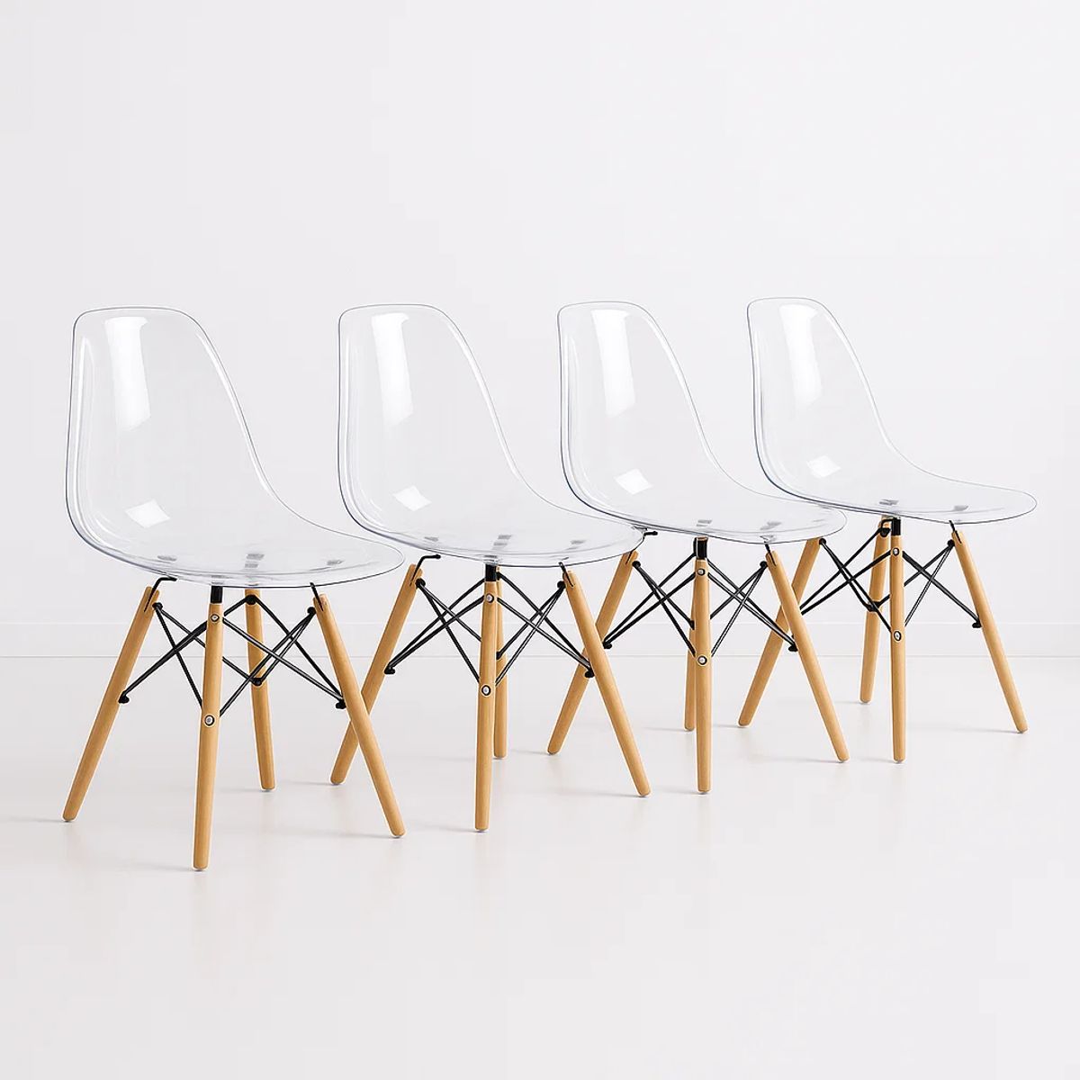 KLIK - Pack de 4 Sillas Eames Transparentes KLIK