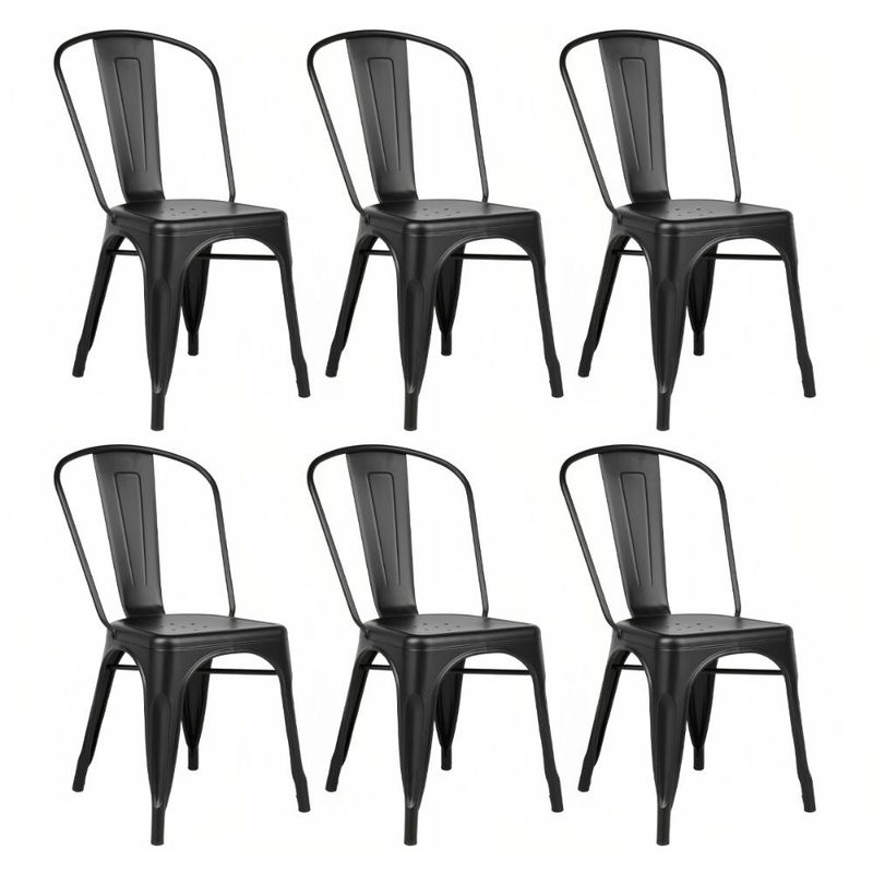 KLIK - Pack de 6 Sillas Tolix de Metal para Comedor Negras KLIK