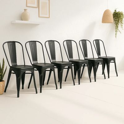 Imagen 2 del producto Pack de 6 Sillas Tolix de Metal para Comedor Negras