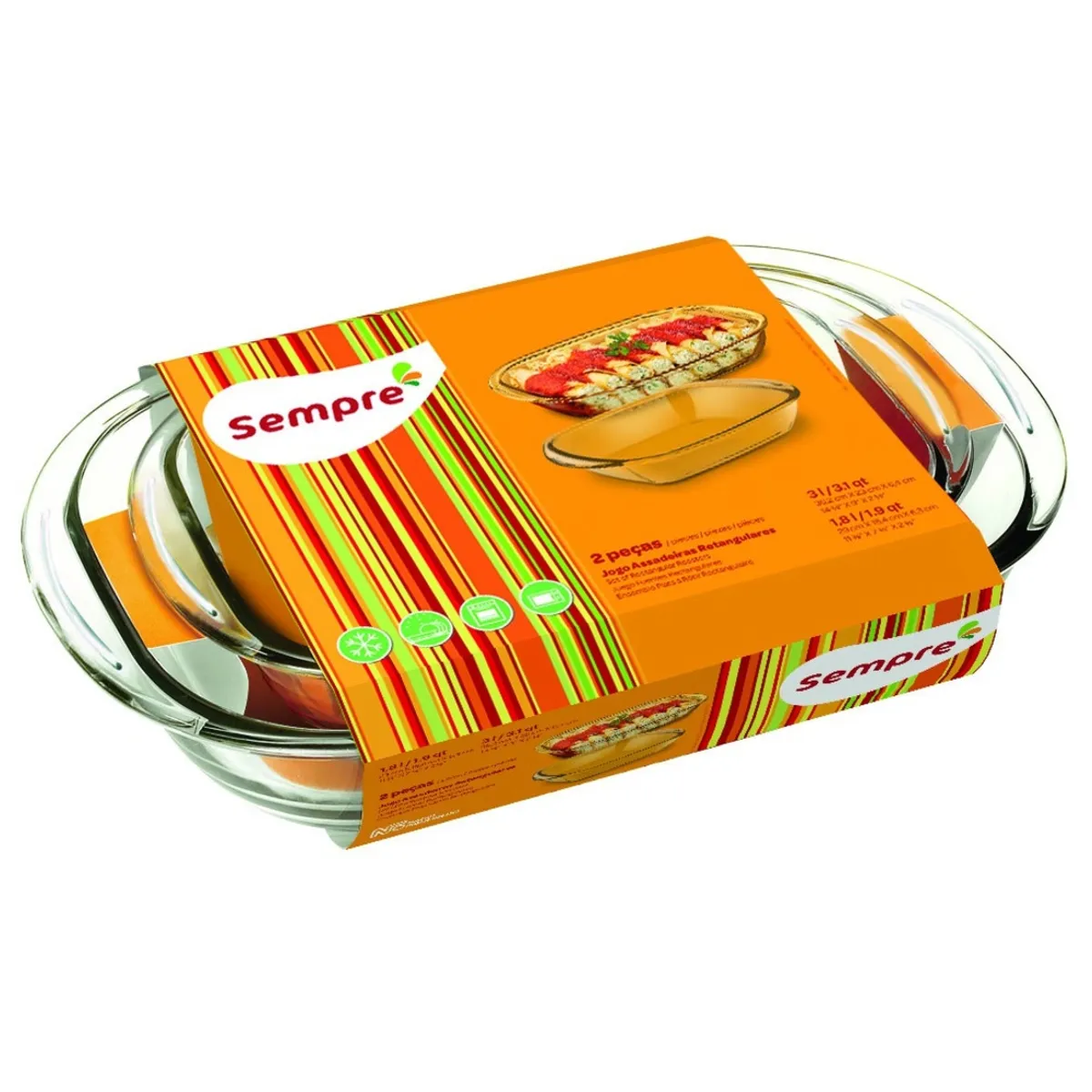 IMAHE - SET 2 ASADERAS RECTANGULAR 1.8 - 3 LT. IMAHE