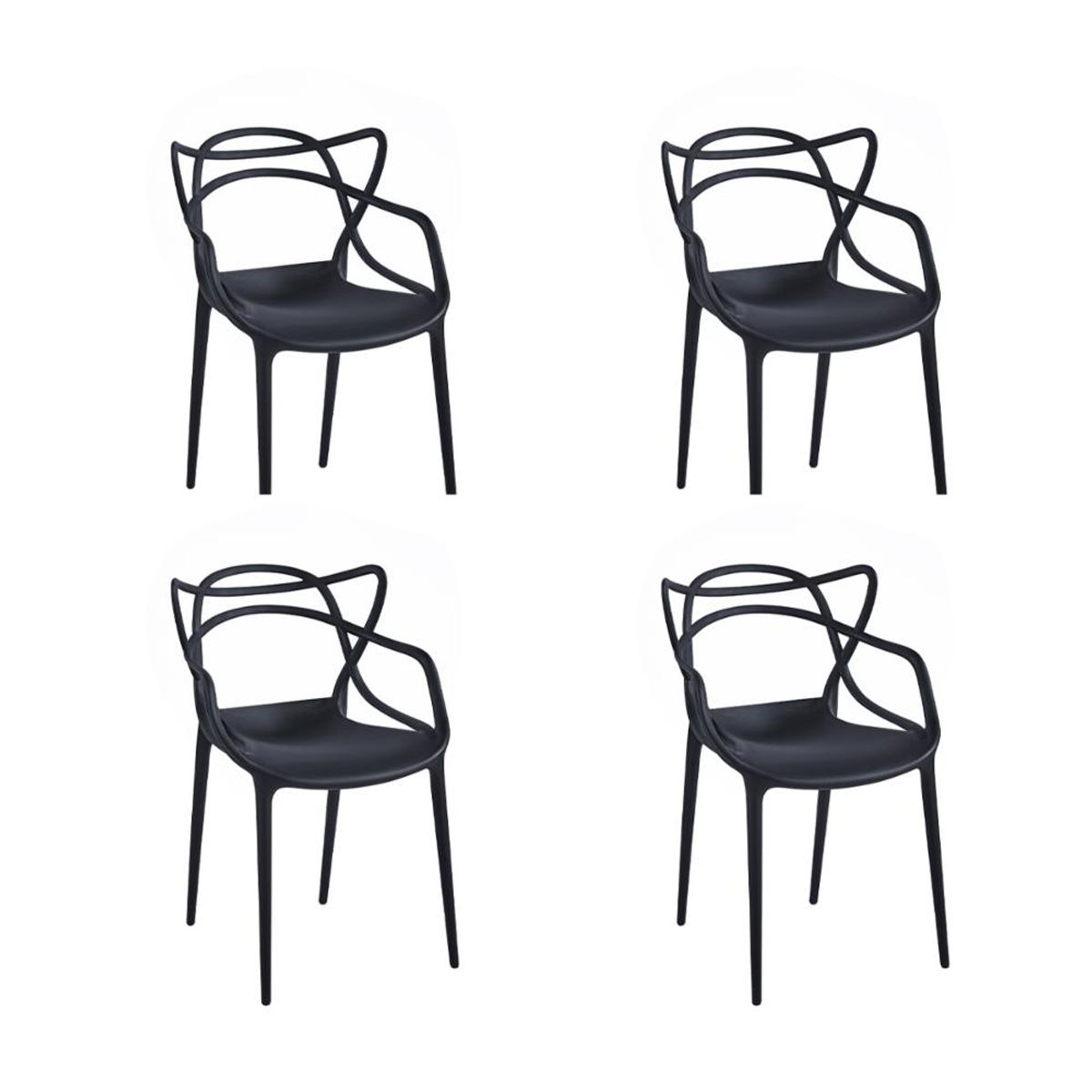 KLIK - Pack de 4 sillas de terraza o comedor Master - Negras KLIK