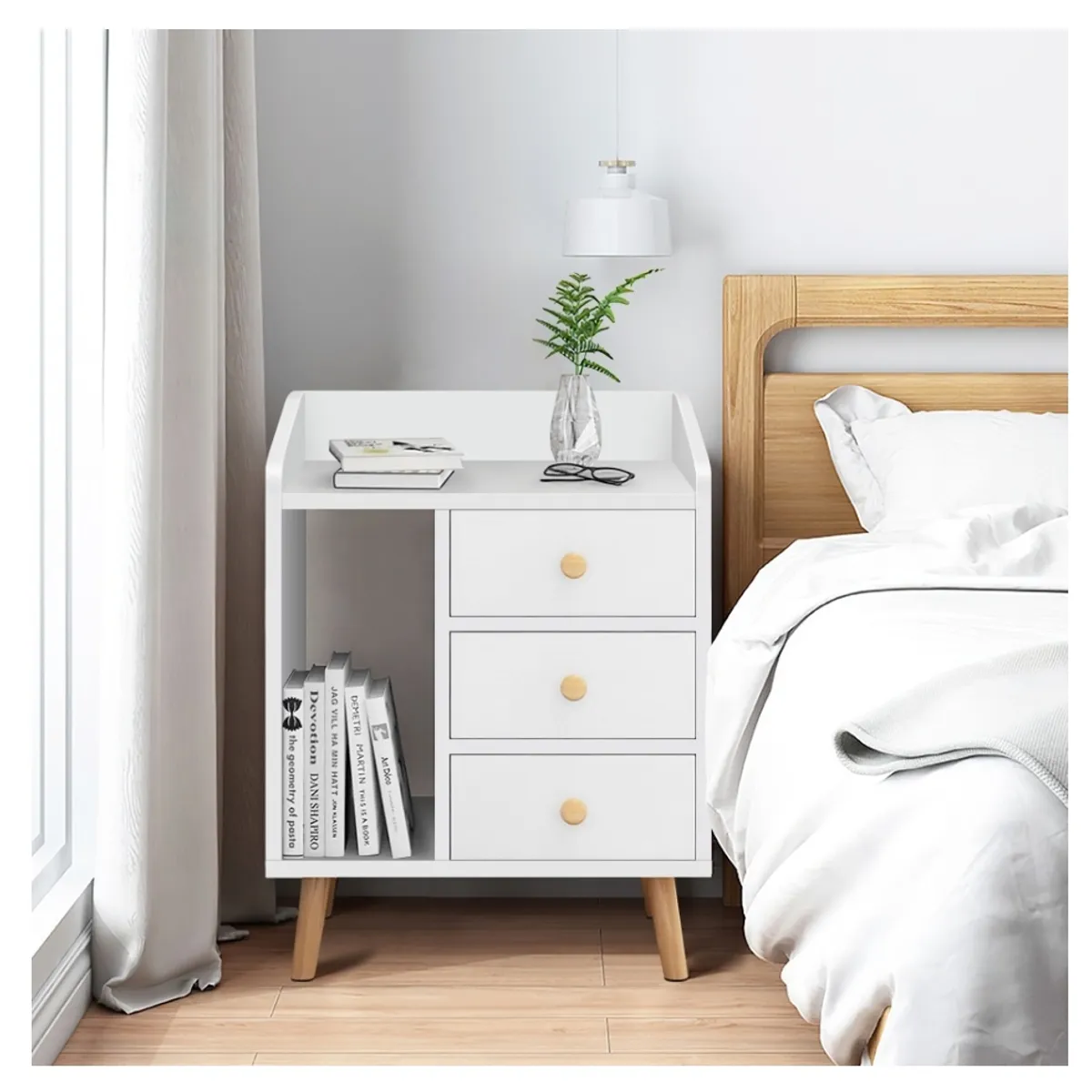 HOMER DESIGN - Velador 2 Niveles Con 3 Cajones Homer Design 62*30*43 CT013-W