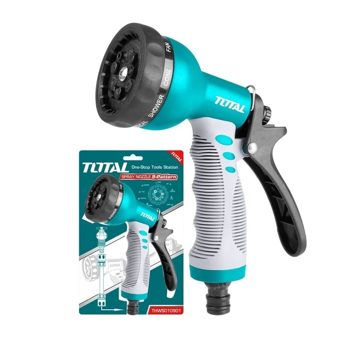 TOTAL TOOLS - rociador De agua Riego Jardín 9 Posiciones