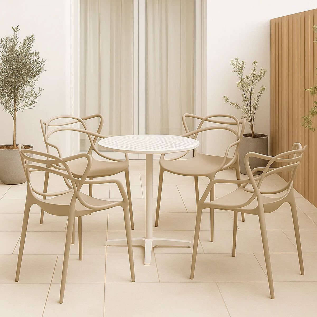 KLIK - Pack de 4 sillas de terraza o comedor Master - Beige KLIK
