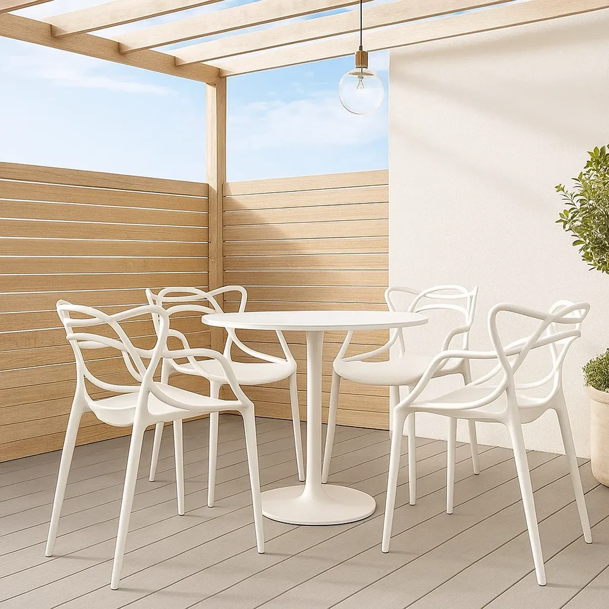 KLIK - Pack de 4 sillas de terraza o comedor Master - Blancas KLIK