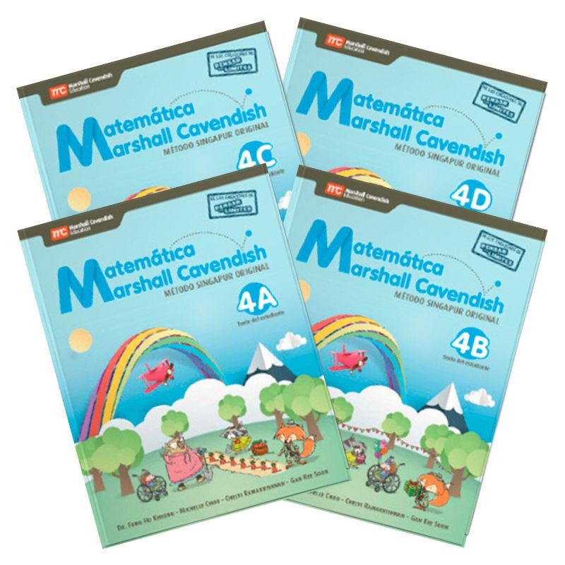TOP10BOOKS - MATEMATICA MARSHALL CAVENDISH 4 BÁSICO (TOMOS 4A, 4B, 4C Y 4D) NUEVA EDICION. Editorial: Marshall C