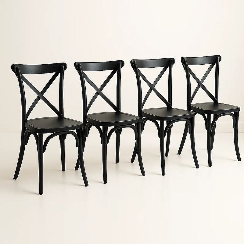 KLIK - Pack 4 Sillas de Terraza o Comedor Crossback Danubio - Negras