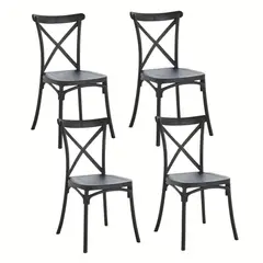KLIK - Pack 4 Sillas de Terraza o Comedor Crossback Danubio - Negras