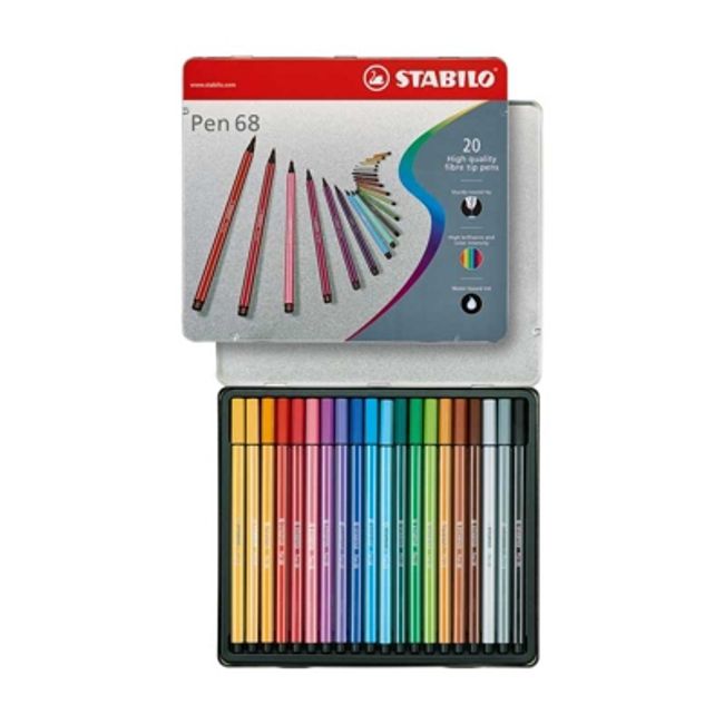 STABILO - Caja Metalica 20 Lapices Fineliner 68 Stabilo