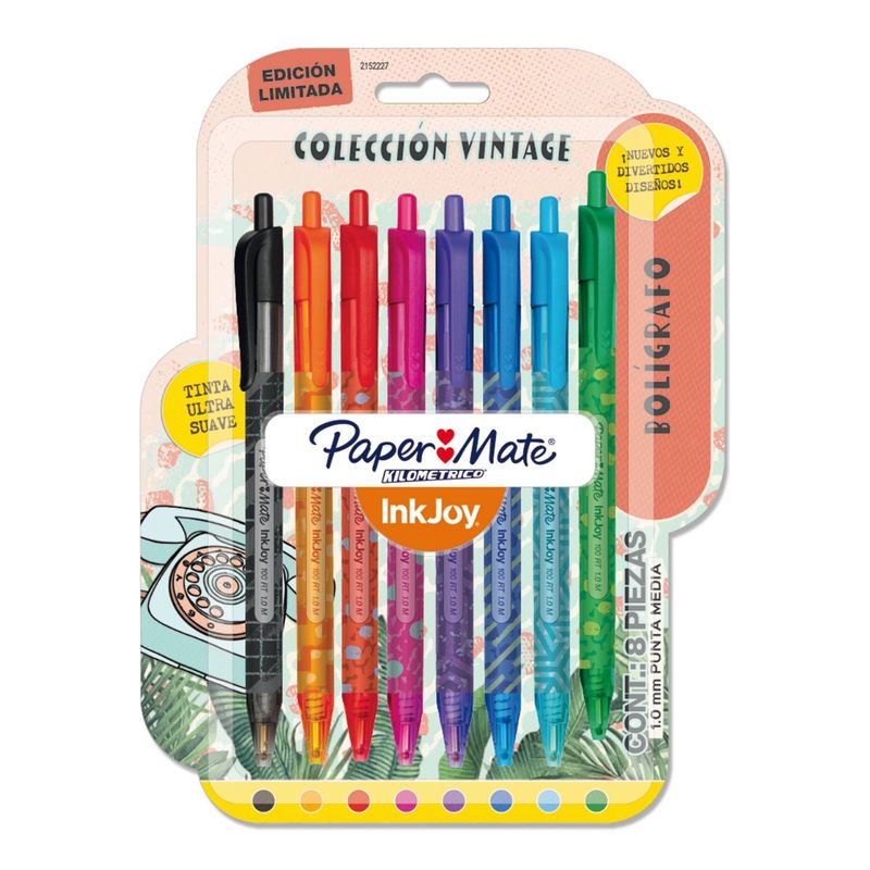PAPER MATE - Set 8 Bolígrafos Inkjoy Paper Mate Colección Vintage Surtido