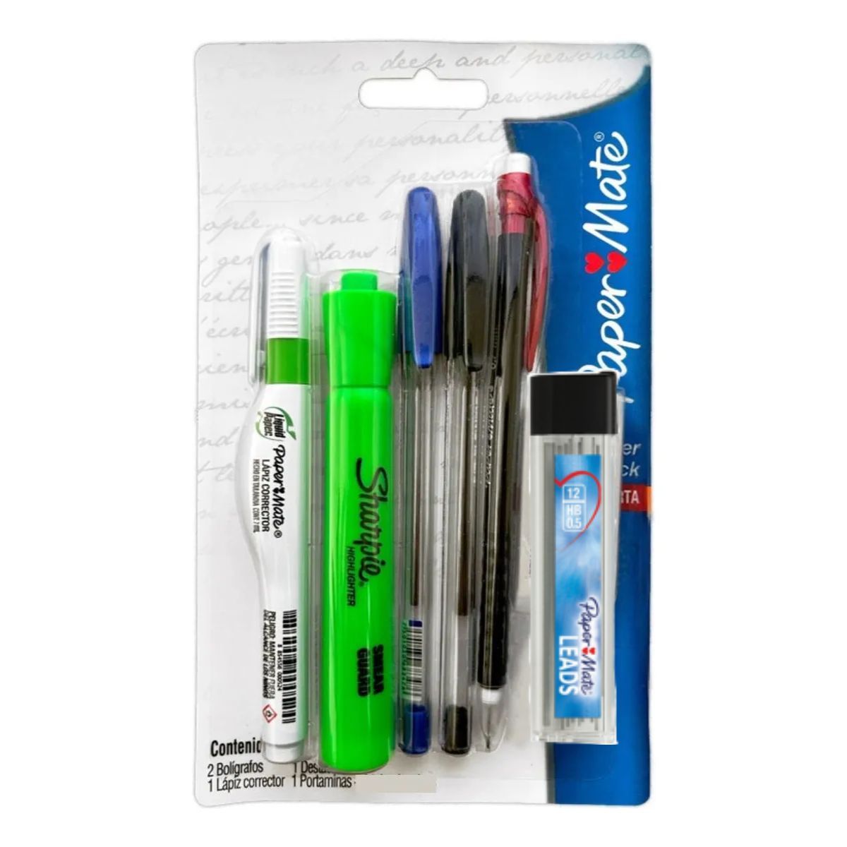 PAPER MATE - Pack Universitario Básico Bolígrafos Portaminas Destacador +