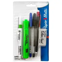 PAPER MATE - Pack Universitario Básico Bolígrafos Portaminas Destacador +