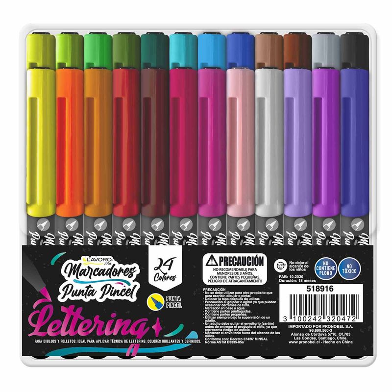 LAVORO - Marcadores Punta Pincel 24 Colores Lavoro