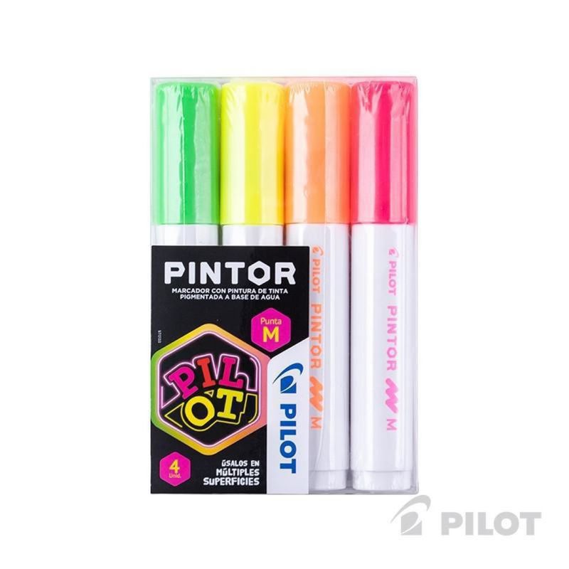 PILOT - Set Marcador Pintor Medio 4un Neón Pilot