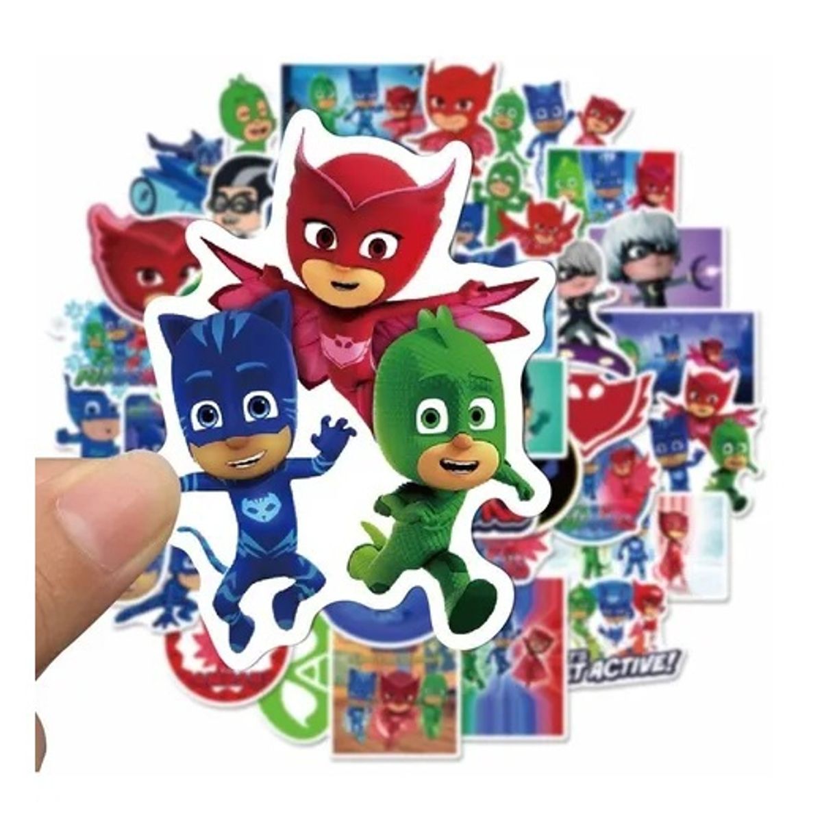 GARSIL - 50 Stickers Heroes en pijama - Pj mask - Etiquetas Autoadhesivas