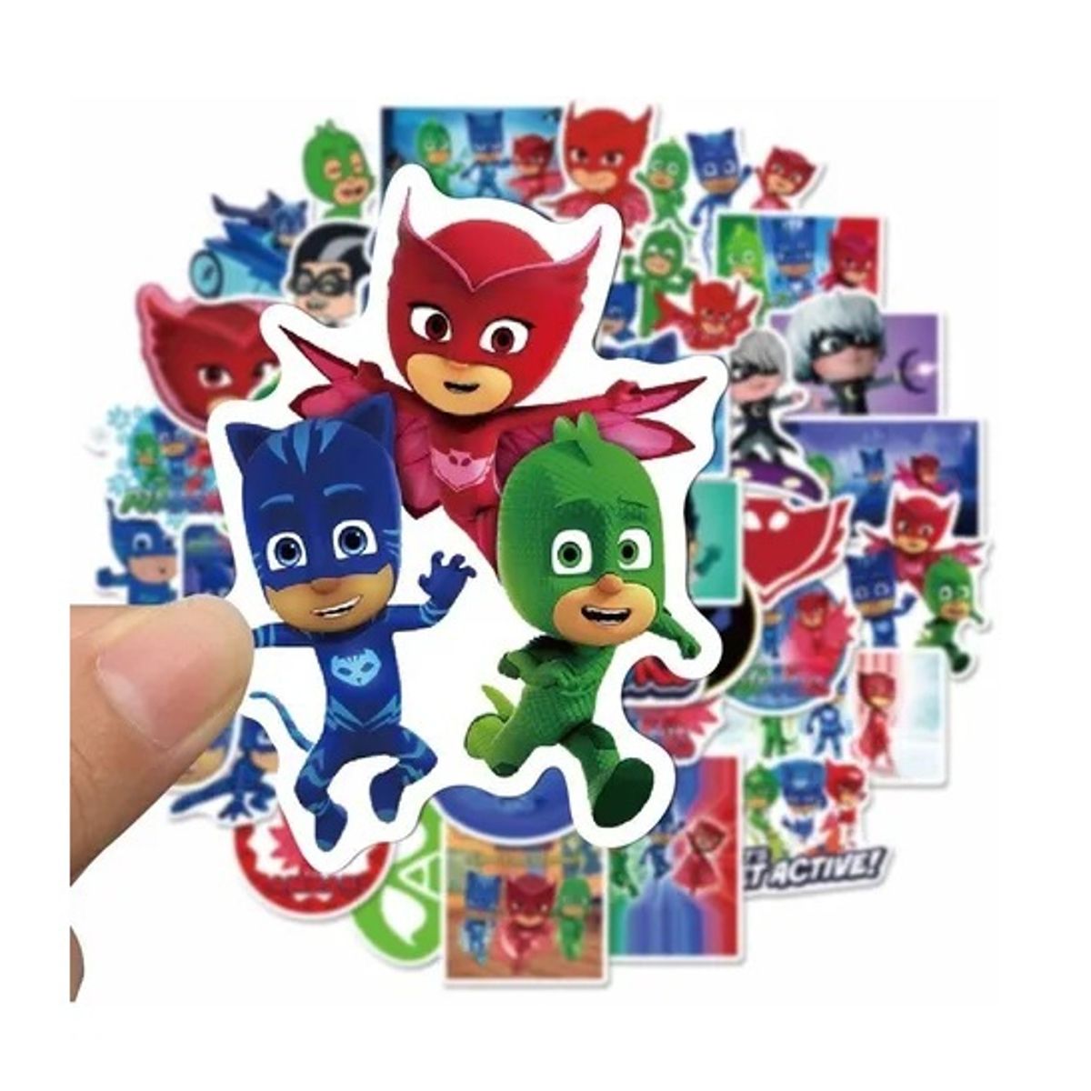 GARSIL - 50 Stickers Heroes en pijama - Pj mask - Etiquetas Autoadhesivas