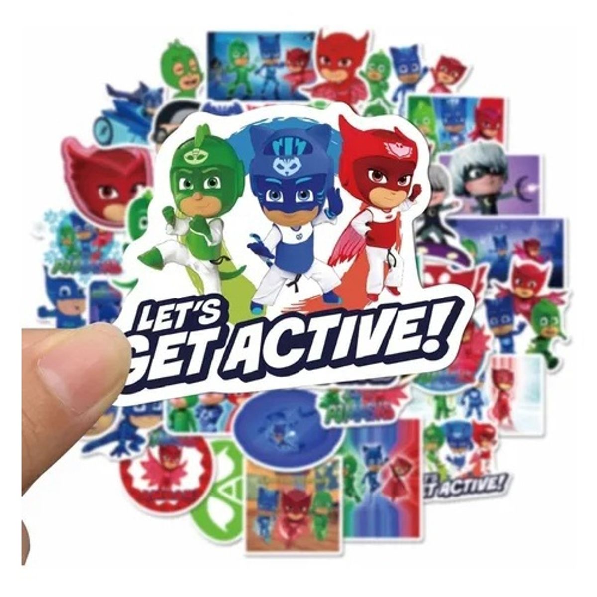 GARSIL - 50 Stickers Heroes en pijama - Pj mask - Etiquetas Autoadhesivas
