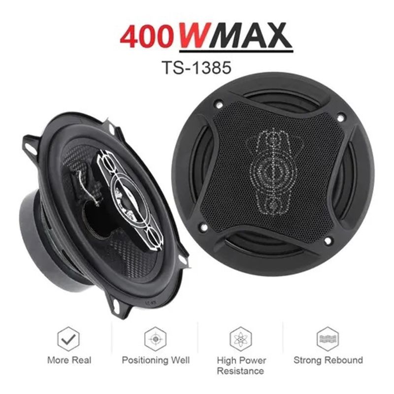 GENERICO - Kit 2 Parlantes Auto 13cm Redondo 400wmax Coaxial / 213155