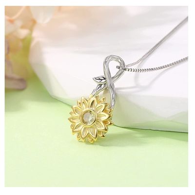 Imagen 2 del producto Collar girasol giratorio plata 925 Anti estres