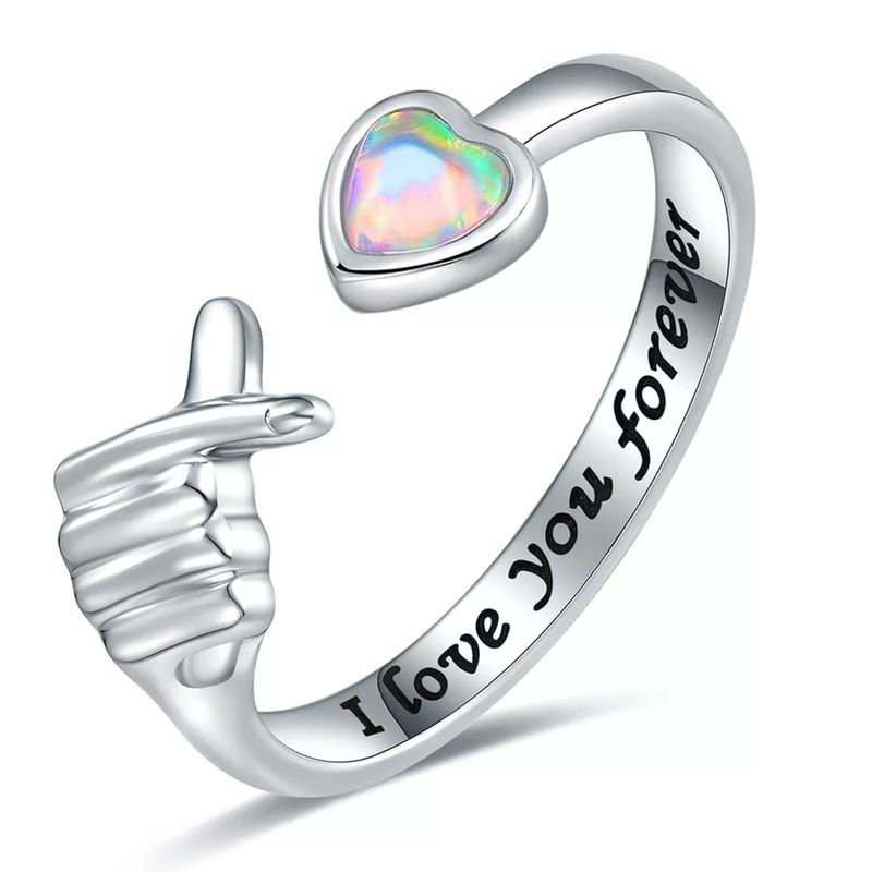 GENERICO - Anillo plata 925 dedo corazón coreano ajustable topacio