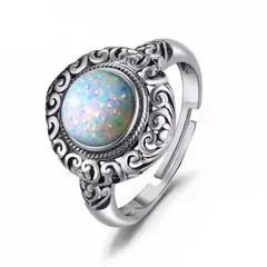 GENERICO - Anillo plata 925 ajustable opalo elegante