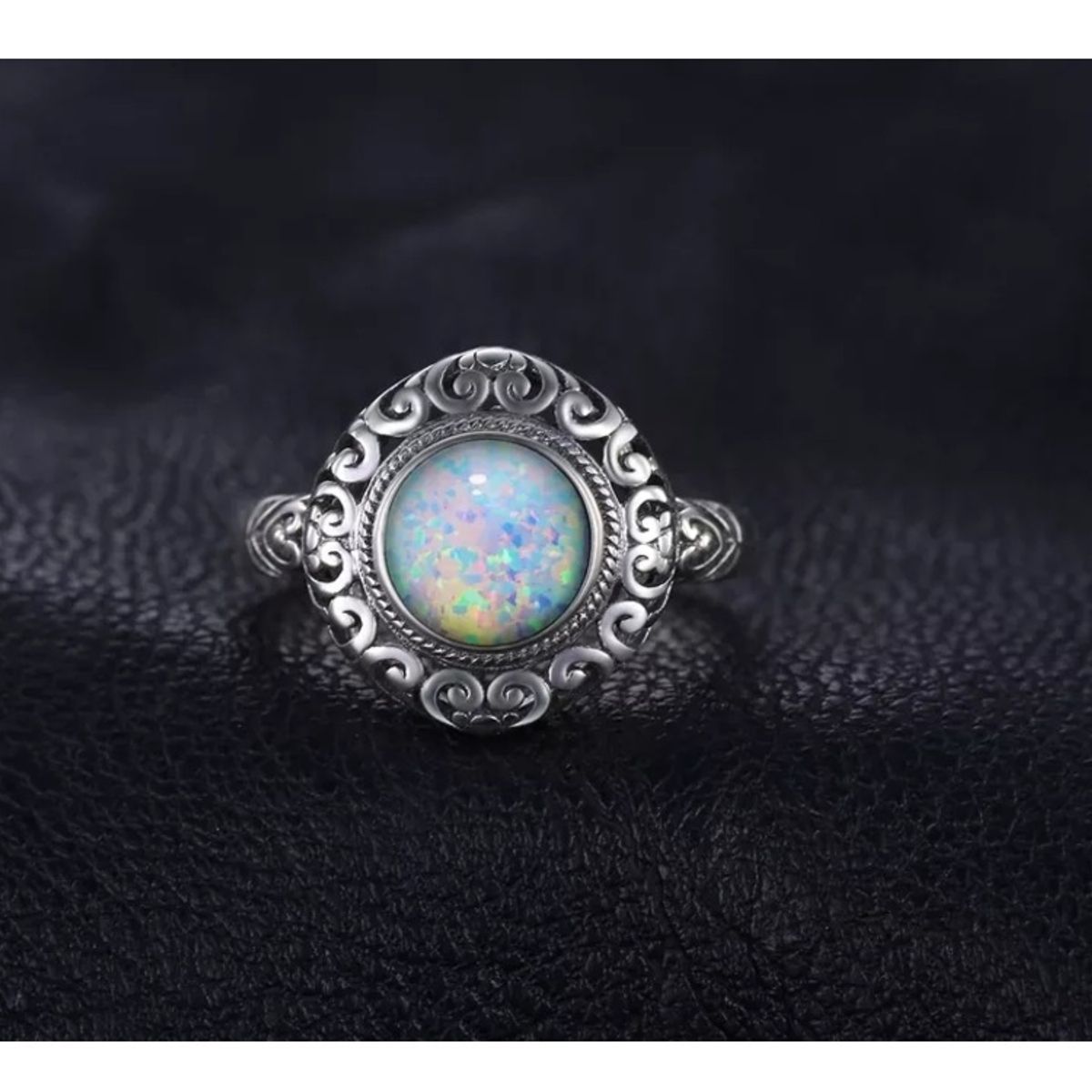 GENERICO - Anillo plata 925 ajustable opalo elegante