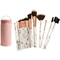 GENERICO - Set 15 Brochas Y Pinceles De Maquillaje Profesional Estuche - Blanco - Normal