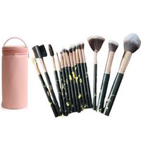 Set 15 Brochas Y Pinceles De Maquillaje Profesional Estuche - Negro - Normal
