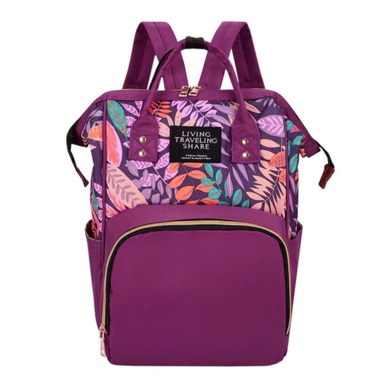 CRUSEC - Mochila Maternal Con Bolsillo Delantero Estampado En Hojas
