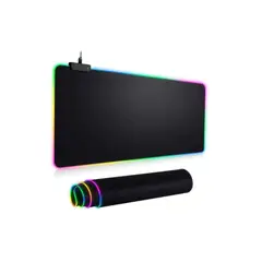RGB - Mouse Pad 80x30cm Gamer Led - Negro Pro