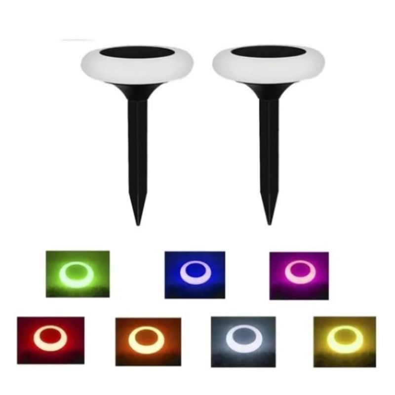 GENERICO - X2 Luz Led Lampara Solar Estaca 7 Color Rgb 5050 Jardin / 003230