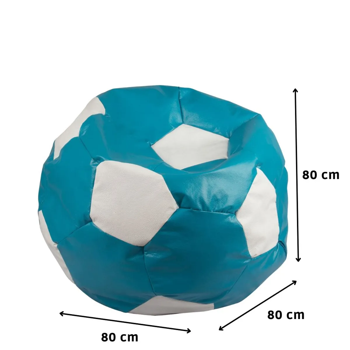 GENERICO - Pouf Pera Futbol Celeste Blanco Eco Cuero 80x80x80 cm Máxima Design.