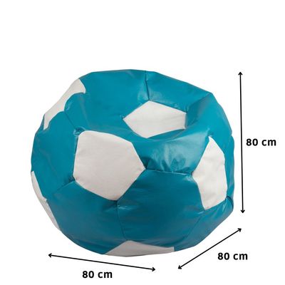 Imagen 2 del producto Pouf Pera Futbol Celeste Blanco Eco Cuero 80x80x80 cm Máxima Design.