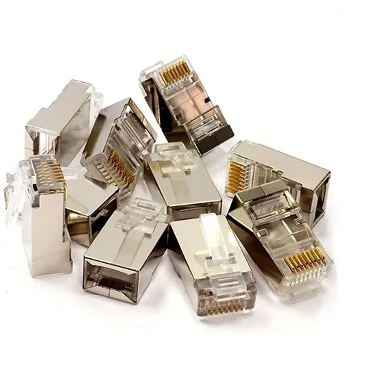 OEM - Pack 100 Conectores Red Rj45 Cat6 Metal Ftp Cat5 5e 100 Unid