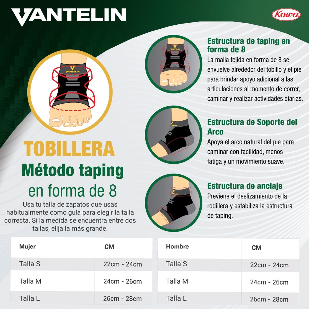 VANTELIN - Tobillera Estabilizadora Vantelin L Negra