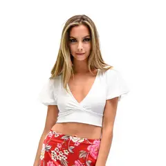 MARIA PASKARO - Peto Roma Blanco Lycra Mangas Abierto Espalda