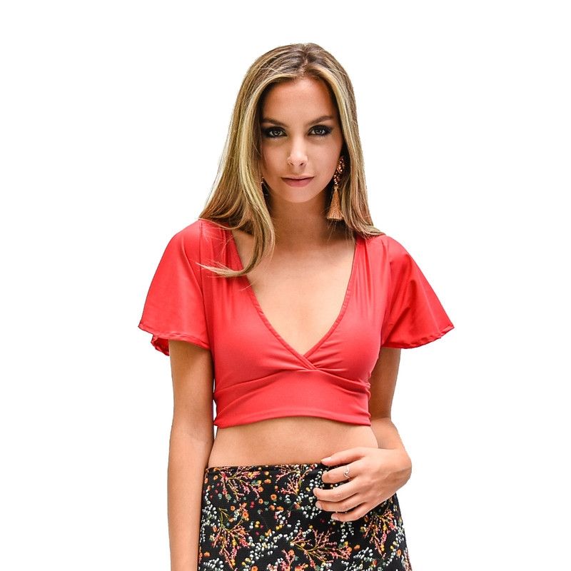MARIA PASKARO - Peto Roma Rojo Lycra Mangas Abierto Espalda Maria Paskaro - Rojo