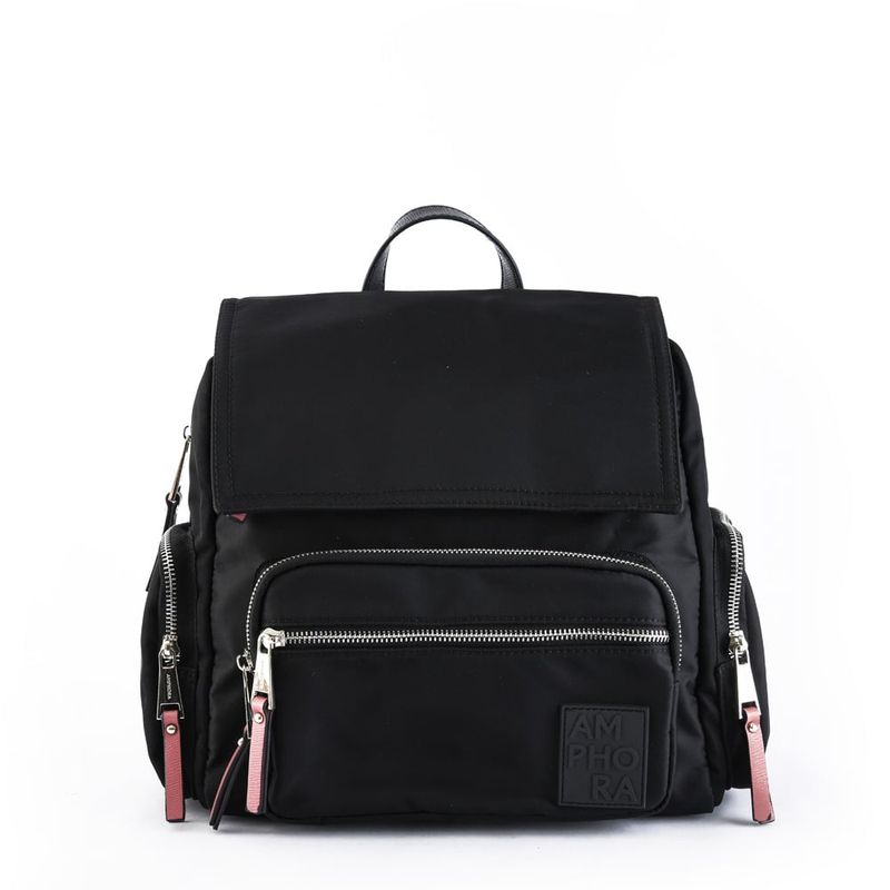 AMPHORA - Mochila Con Tapa Harmonie Negro
