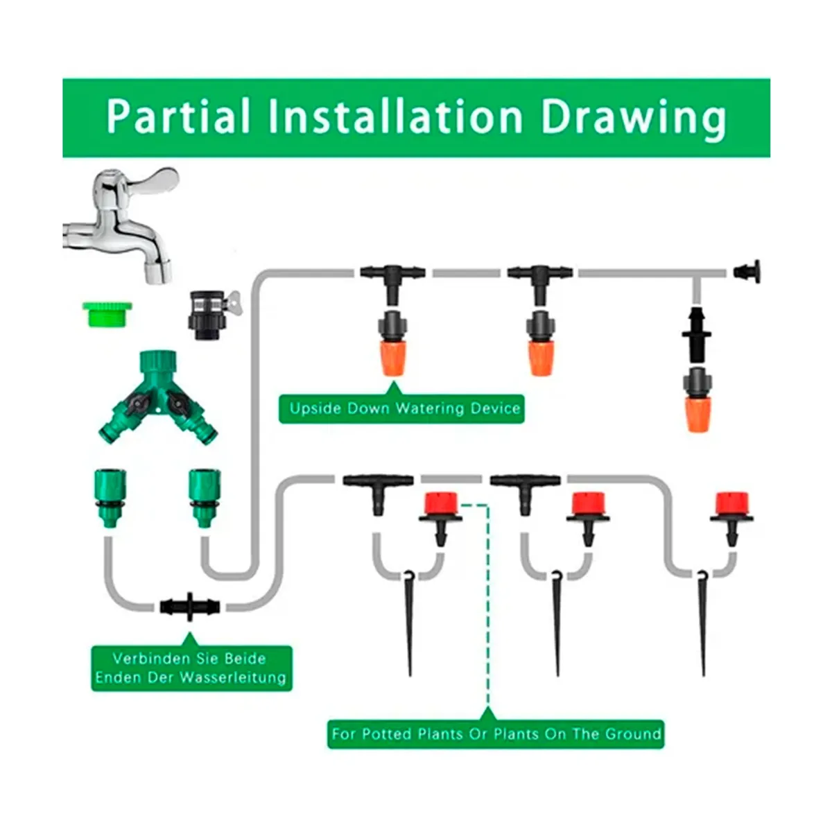 GENERICO - Kit De Riego Sistema Automático Goteo 40m 158pcs